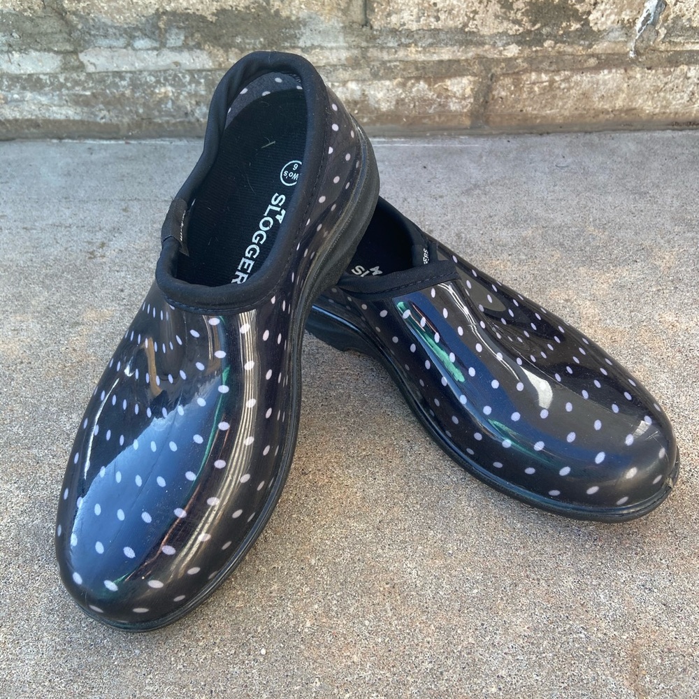 Black with white polka dot Sloggers